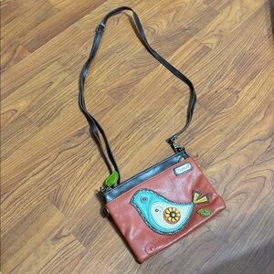Chala Brown Crossbody Bag with Bird Design